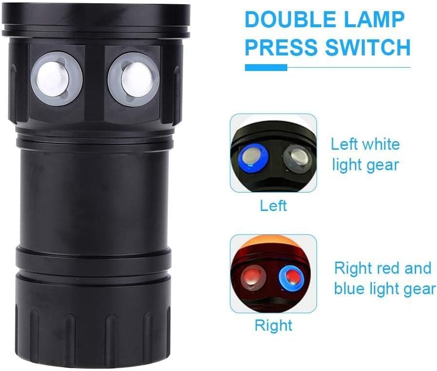 eecoo Diving Flashlight, 28800 Lumen IPX8 Waterproof Diving Torch Scuba Dive Lights 500M 7Modes 120 Degree Wide Beam Angle Underwater LED Flashlight for Outdoor Under Water Sports