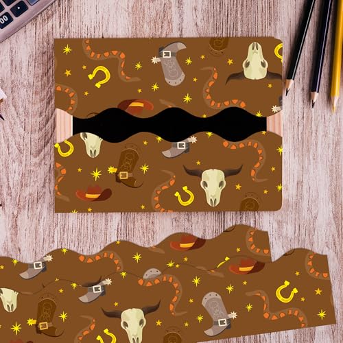 Image of BeYumi Western Cowboy Border Trim - 65ft Back to School Western Themed Scalloped Rolled Border Trim Wild West Themed Bulletin Board Set Classroom Office Chalkboard Kindergarten Wall Party Decoration