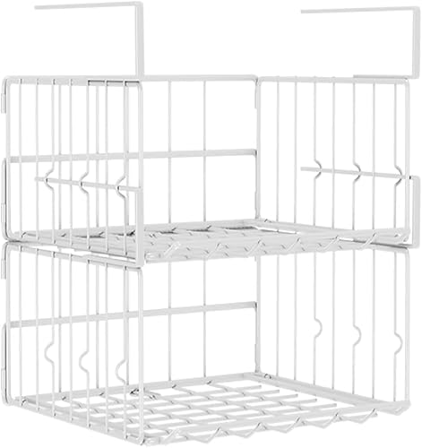 吊り下げ棚 2個セット 収納バスケット 棚 仕切り 重ねる 収納ラック 掛けられる 収納バスケット 雑貨 整理 収納バスケット み重ね 使用可能荷重 5kg キッチン用 バスルーム用 戸棚下収納ラック つりと下収納 ハンギングバスケット 吊り下げ収納 (2