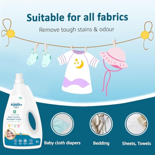 Image of Amazon Brand - Supples Baby Laundry Detergent Liquid | 2 Litre | pH Balanced | Anti-bacterial | Contains Aloevera & Neem Extract | Plant based - Free from Harsh Chemicals