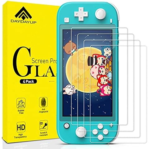 daydayup 4 Pack Tempered Glass Screen Protector for Nintendo Switch Lite, 0.3mm Thickness, 9H Hardness, Transparent, Anti-Scratch, Oleophobic Coating, Easy Installation Guide Cover