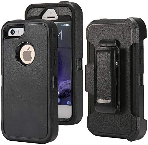 Defense Case for iPhone 5 5S / iPhone SE(2016 Edtion),[Impact Screen Protector][Heavy Duty][Drop Protection] Tough Rugged TPU Hybrid Hard Shell Case for iPhone SE 5S Black