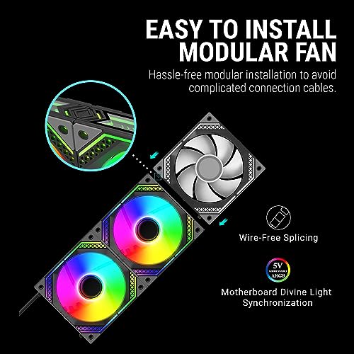 Image of Ant Esports Infinity Flow 3 in 1 120mm ARGB Case Fan Kit with ARGB Infinity Mirror Design and Daisychainable Connections, 2000 RPM, 58.23 CFM Airflow - Black