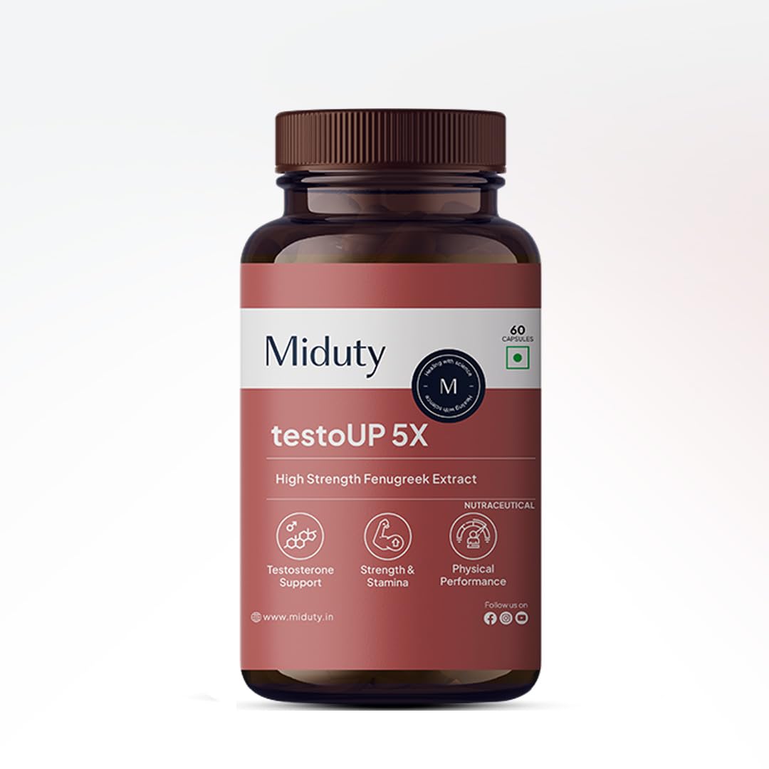 Miduty testoUP 5X Testosterone Booster for Men with Fenugreek, KSM-66 Ashwagandha, Gokhru & Boron | Men’s Health Supplement for Energy, Strength & Vitality | 60 Veg Capsules-image-45