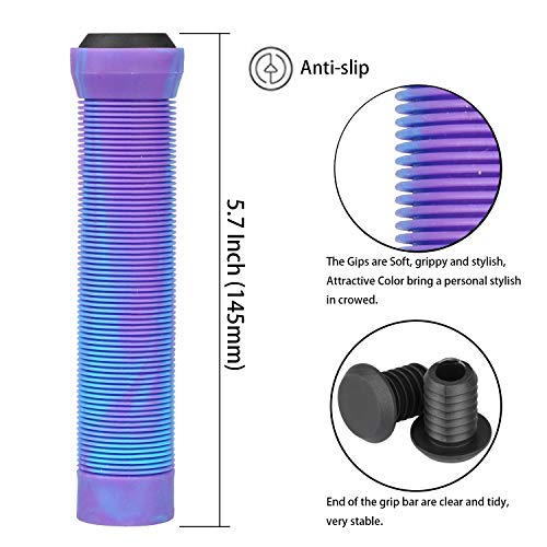 Kutrick Handle Bar Grips 145Mm Soft Flangeless Longneck Grips For Pro Stunt Scooter Bars And Bmx Bikes Bars (Purple/Blue) #TOP4