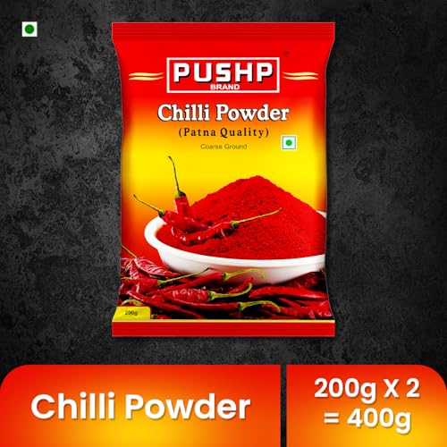 Image of PUSHP Brand Red Chilli Powder 200g, Lal Mirch Powder with natural Oils | Patna Quality Lal Mirchi Powder (Pack Of 2) | Perfect for Cooking, Pickles, Gravies & Traditional Indian Dishes