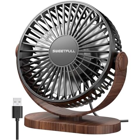 SWEETFULL Quiet USB Desk Fan with 3 Speeds Cover