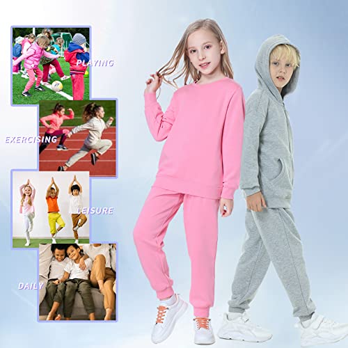 Kid Nation Kids Unisex Soft Brushed Fleece Casual Pull On Jogger Sweatpants With Pockets For Boys Or Girls Xs Gray Heather #TOP4