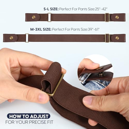Image of WHIPPY No Buckle Stretch No Show Belt for Men 1.38 inches Wide, Buckless Invisible Elastic Belt for Jeans Pants