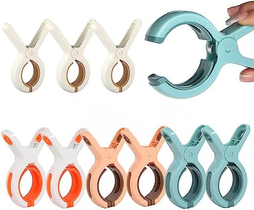 12 Stück Weiße Kunststoff-Klammern – 360° Drehbar, Starke Haken, 10,5 Cm