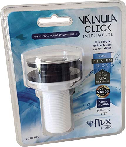 Ralo pia 7/8 Válvula Click Inox de Banheiro Lavatório Cuba Escoamento Flvx Hidro
