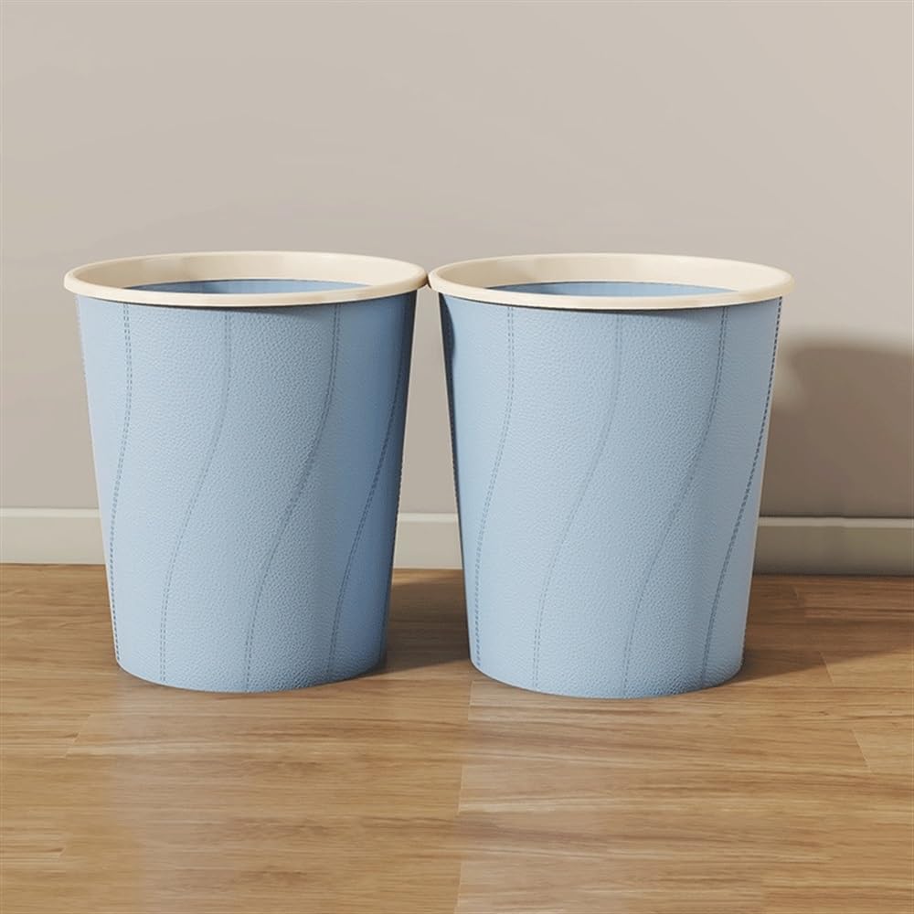 H8Q4D7N5G9 Dustbin Wastebasket, Round Lidless Straight Throw Design Large Plastic for Home Kitchens and Coffee Shops Pack of 2