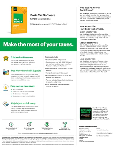 Image of H&R Block Tax Software Basic 2022 with Refund Bonus Offer (Amazon Exclusive) [Mac Download] (Old Version)