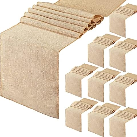 10 Pcs Burlap Table Runner 12 x 71 Inch Cover
