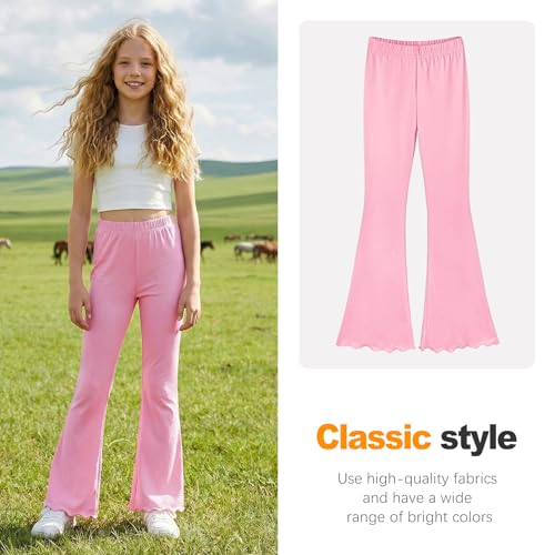 Image of ZukoCert Girls Flare Leggings, Mid Waist Bell Bottom Pants for Kids, Kids Flare Pants Size 4-13Y