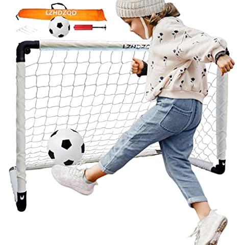 Football Goal, Goal Posts For Kids, LZHDZQD 90cm x 60cm White Foldable Football Goals and kids football set, Kids Football Goals for the Garden/indoor, Let More Children and Toddler love Football Cover