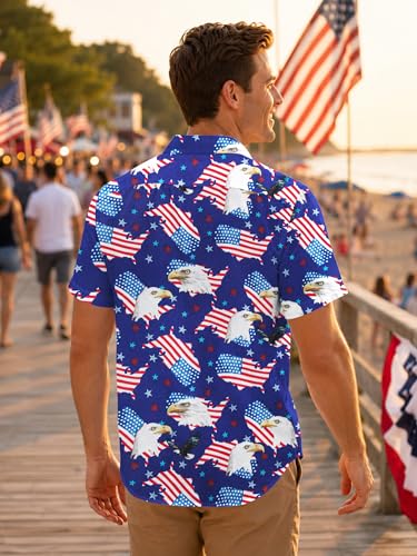 Image of Yoimira Hawaiian Shirts for Men, Print Mens Casual Short Sleeve Button Down Shirts Floral Aloha Beach Shirt