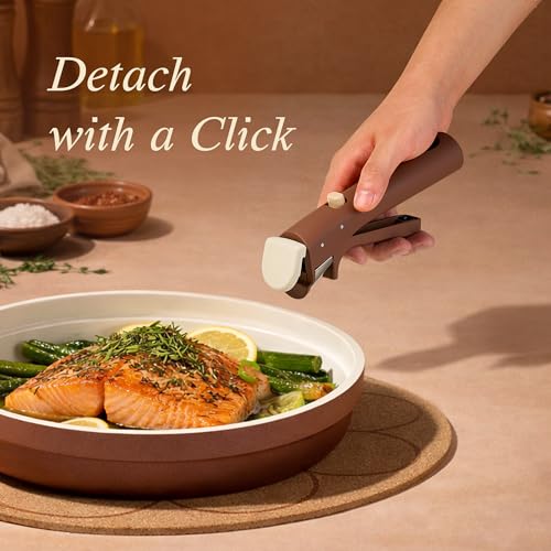Image of CAROTE 22Pcs Ceramic Cookware Set, Pots and Pans Set Non Stick Removable Handles, Non Toxic Cookware Oven /Dishwasher Safe, Induction Cookware, Gift Set, NonStick Cookware Set with Kitchen Essentials