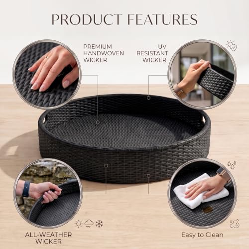 Image of BRISHI Luxury Floating Serving Tray | Swimming Pool Floats for Adults for Sandbars, Spas, Bath, and Parties | Floating Tray for Pool Serving Drinks, Brunch, Food on The Water (Black)