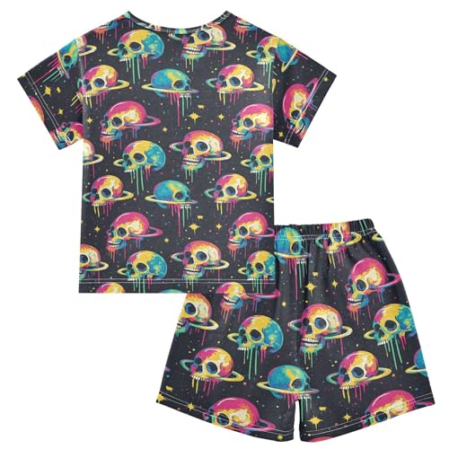 Skull Pajama Set Pajamas Sleepwear Nightwear Loungewear Clothes Set B04043642