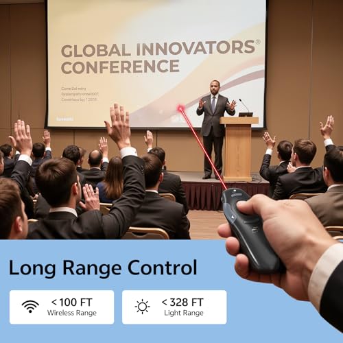 presentation clicker with case storage powerpoint wireless presenter remote usb type c rechargeable red laser pointer clickers for computer project mac ppt slideshow google slide advancer