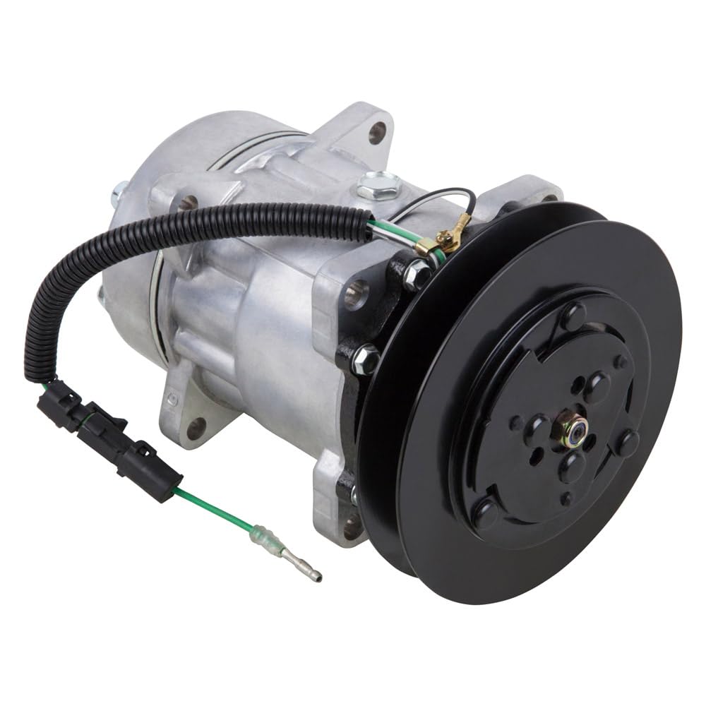 AC Compressor & 158mm Single Groove V-Belt A/C Clutch Replaces Sanden SD7H15 FLX 4870 9678 w/ 24v Clutch Switch - BuyAutoParts 60-03240NA New