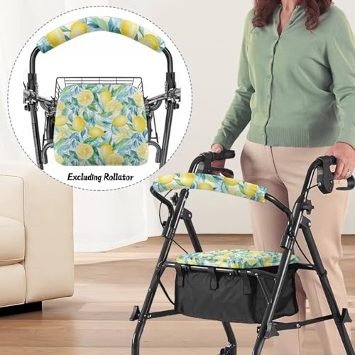 Image of Lemon Rollator Walker Seat and Backrest Covers Universal Walkers Seat Covers Soft Adjustable Accessories for Rollator Walkers for Seniors Women Men