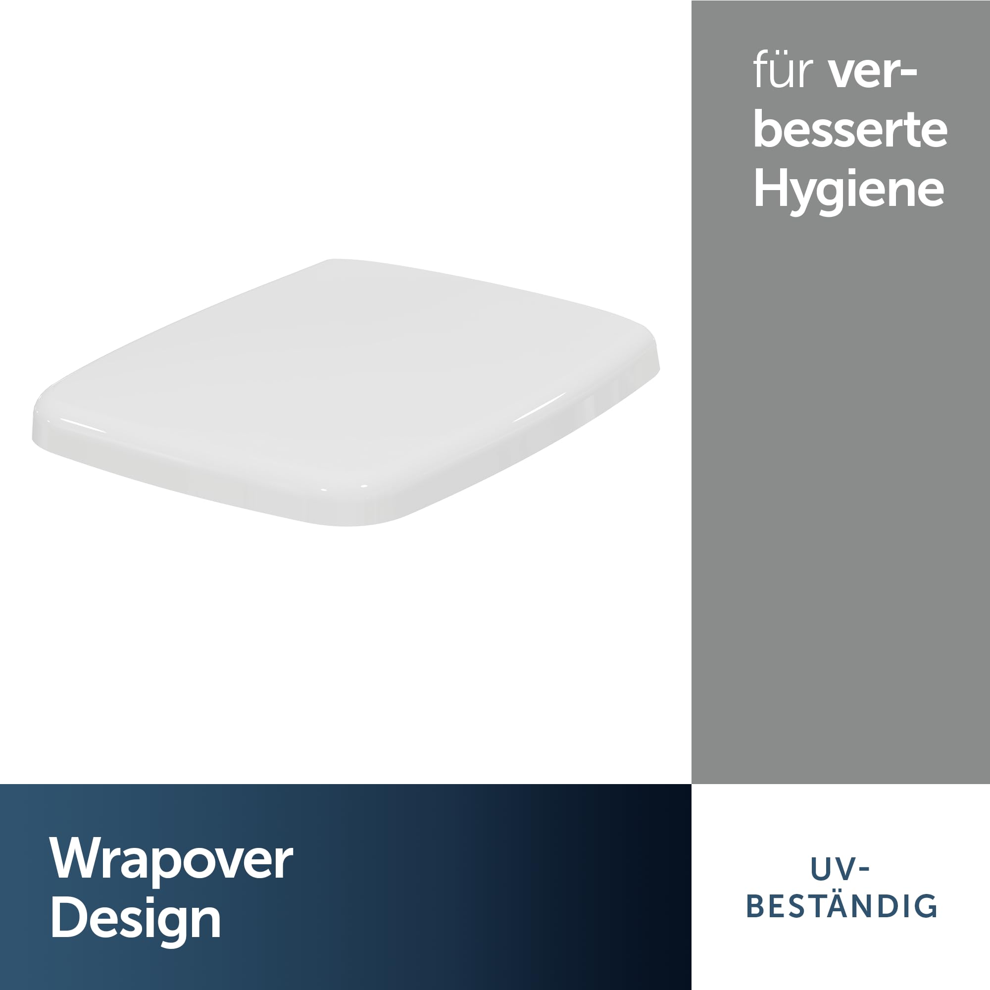Ideal Standard Cantica WC-Sitz Wrapover, eckig – Weiß (Alpin) | WC-Sitz aus langlebigen Material hergestellt, T629901