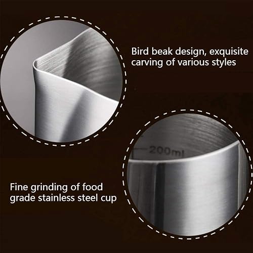 Miniatura 3 de Jarra de espuma de leche, taza espumadora de leche de acero inoxidable, 20 onzas20.3 fl oz, jarra de espuma de leche negra, herramientas de barista,