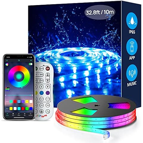 Ustellar Led Strip 10m Wasserdicht aussenbereich, RGB led schlauch Streifen Bluetooth Music Sync Cover