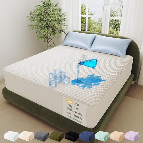 OhGeni 100% Waterproof Queen Size Mattress Protector,Soft Mattress Pad, Cooling Breathable Fitted...