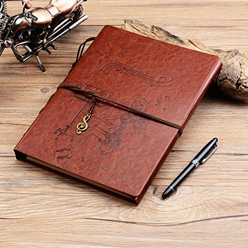 Album Fotografico,Album Foto Scrapbook ZEEYUAN"Violin Girl"Album in Pelle Album Libro Nozze Libro Degli Ospiti,Regalo Compleanno per l'anniversario Regalo Compleanno per Ragazze(marrone, L)