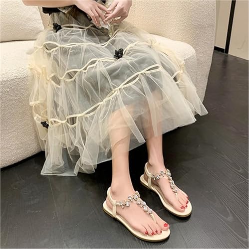 Women's Flat Sandals Dressy Summer Stappy Comfortable Ankle Elastic T-Strap For Beach Thong Sandals Casual Vacation4