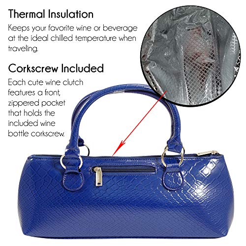 Image of Primeware Wine Clutch Bag Thermal Insulated Wine Carrier Tote Holds Red & White 750 ml Bottle Includes Portable Waiter-Style Corkscrew