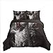 Parure de Lit 140x200 Loup Démoniaque - Set de Housse de Couette 1 Personne Imprimee 3 pièces avec Fermeture éclair - 120GSM Microfibre