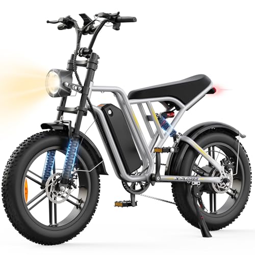 AOIHO Bicicleta Eléctrica, 20' × 4.0' Bici Electrica con de 48V 13Ah Batería Extraíble, Autonomía 100KM, Motor de 250W, 7 Velocidades EBike Todoterreno, Suspensión Completa Bicicleta Electrica Adultos