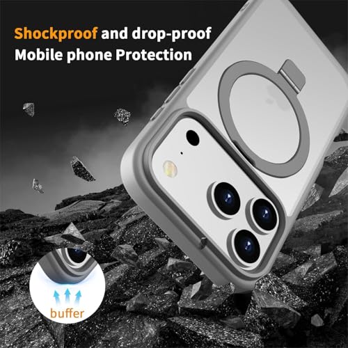Image of iPhone 17 Magsafe Stand Case | Matte Design & 360 Protection | Military-Grade Apple iPhone 17 Cover | Ultra Premium - Gray