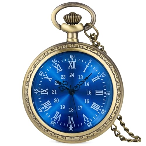 Image of Vintage Quartz Pocket Watches for Men with Chains, Analog Pocket Watch for Women, Gifts for Dad /Grandpa Gifts for Him for Birthday