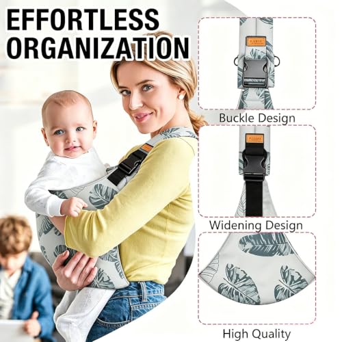 Image of Baby Carrier for 6 Months to 36 Months Baby, Adjustable Front Facing Baby Carrier, Ergonomic Support for Daily Walks and Travel, Comfortable Baby Sling Carrier, (White-Green)
