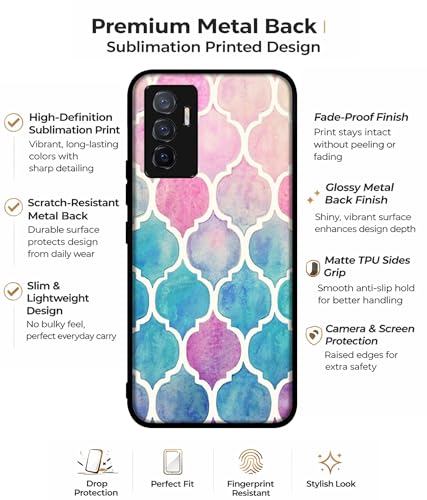 Image of Patterns Art Design Premium 2D Printed Metal Back Case Cover for Vivo V23E 5G / Y75 4G