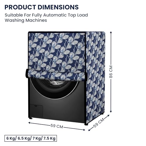 Image of Robustt Front Load Fully Automatic Washing Machine Cover for 6 kg, 6.5 kg, 7kg & 7.5 kg (Printed) | Waterproof & Dustproof Polyester Fabric with Zipper | Protection Cover | 59 x 59 x 86 cms