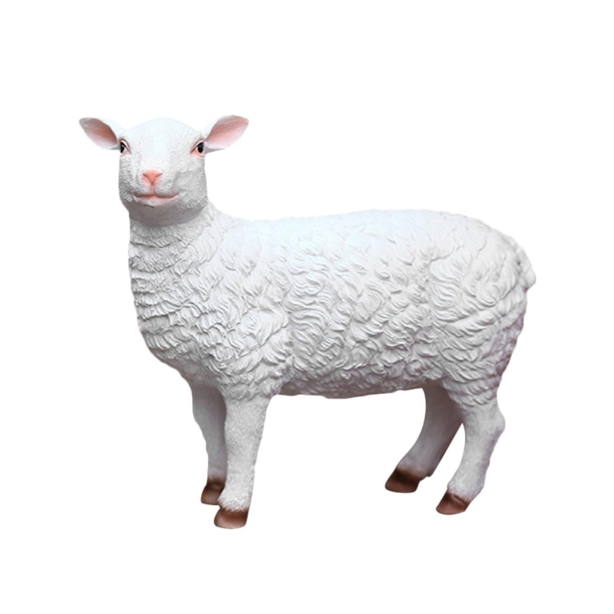 Cadeau de Pendaison de Crémaillère Idéal : Agneau Blanc de Jardin en Résine