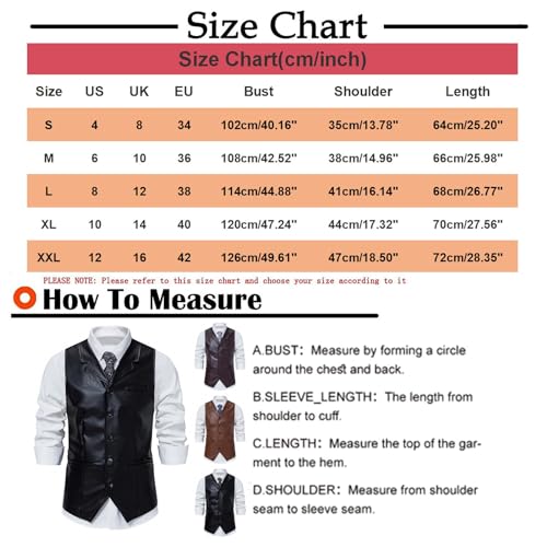 ZYXTIM Men's Classic Leather Vest Casual Western Vintage Vest Jacket Button Front V Neck Slim Fit Waistcoat Motorcycle Vests4