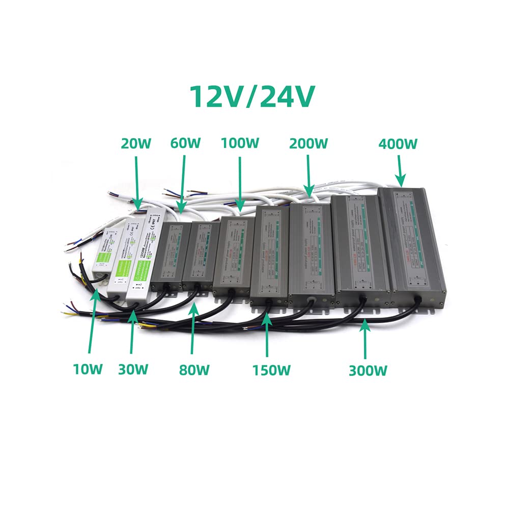 LED-Transformator, wasserdicht, AC 110 V, 220 V auf DC 12 V, 24 V, LED-Controller, 60 W, 12 V (Farbe: 200 W, Größe : 24 V)