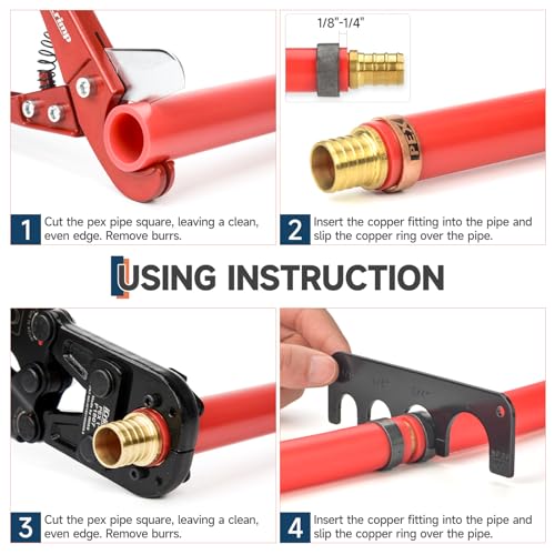 Image of iCrimp F1807 Copper Ring Crimping Tool Kit for 3 /8,1 /2,3 /4,1 inch, PEX Crimper