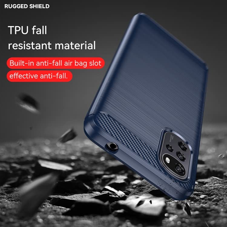 Image of NPRC Hybrid Ultra Slim Protective Case TPU Non-Slip Carbon Fiber Texture Shockproof Case Cover for Moto E32 - Blue
