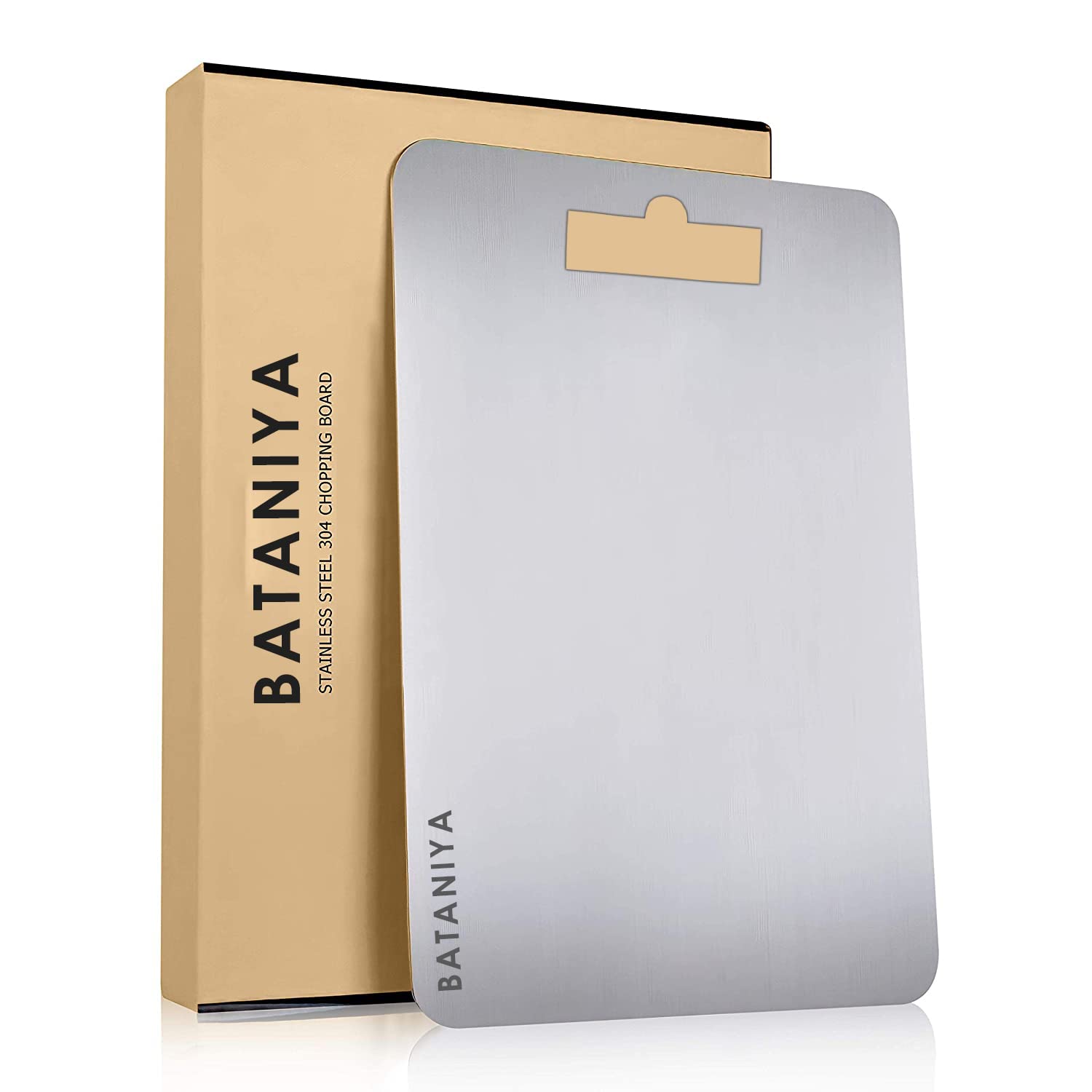 BataniyaLarge Size hygienic and Durable SS Metal Chopping Board for Cutting Vegetables, Meat and Other eateries.(360mmby240mm)