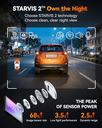 Image of WOLFBOX X5 Duo Dual Dash Cam for Car | 4K Front + 2.5K Rear Recording with 8MP STARVIS2 IMX678 /IMX675 | Anti-Shake Video | GPS & 5.8GHz WiFi | Voice Commands | Touchscreen | Parking Mode | 64GB Card