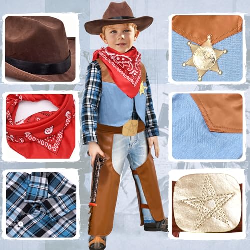 Disfraz de vaquero para niños 6 piezas miniatura 3