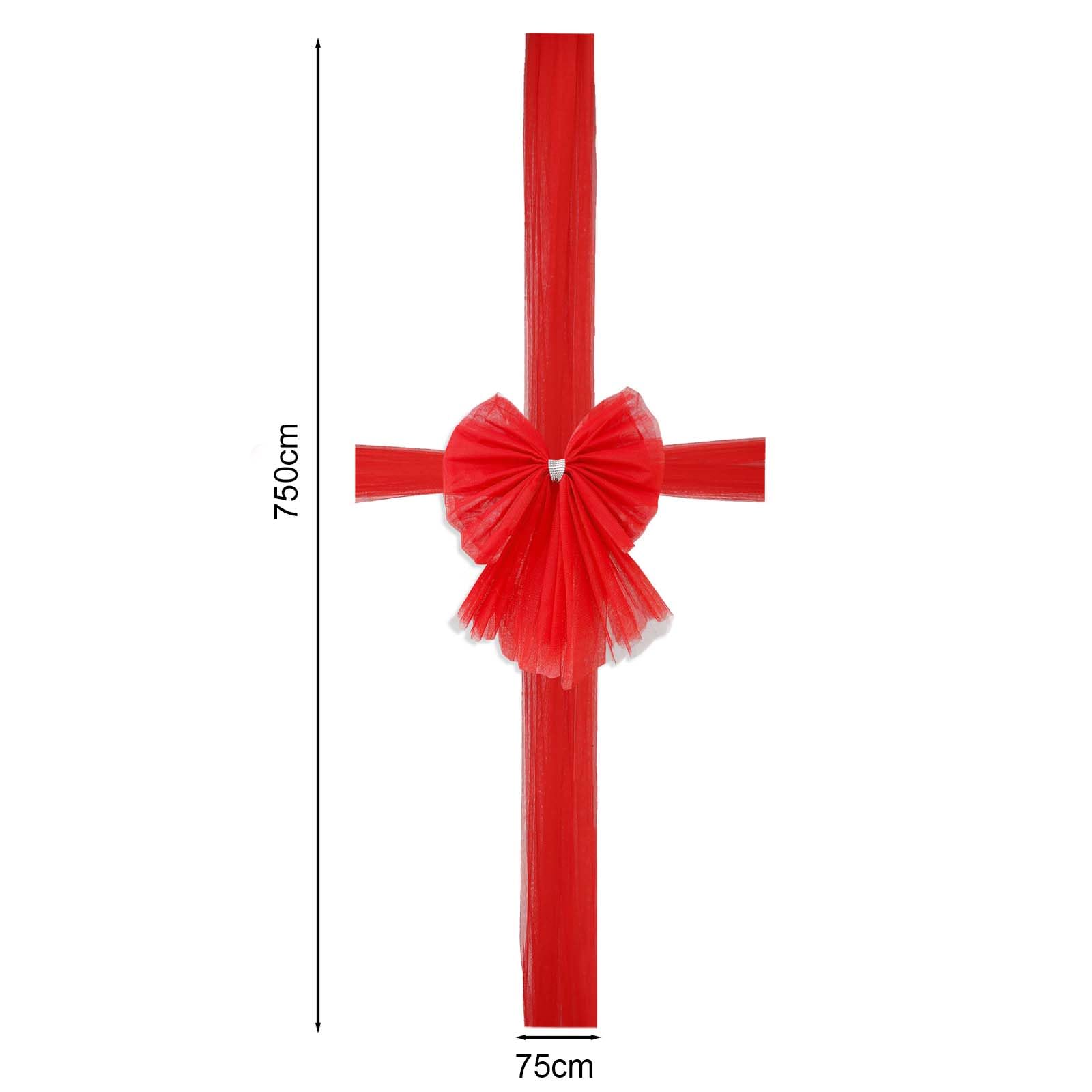 Nœud Ruban Porte Noël Rouge - Décoration Festive 40x50 Cm | Pour Porte, Fenêtre, Armoire, Guirlande